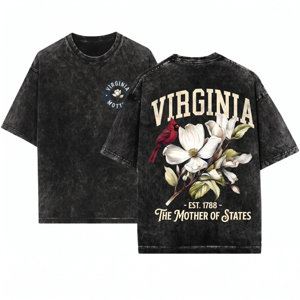 Virginia State Flower Botanical Gardening Travel Gift Mother Girlfriend Unisex Wash T-Shirt