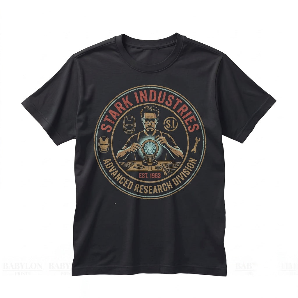 Vintage Retro Tony Stark Arc Reactor Superhero Graphic Movie Fan Gift Unisex TShirt