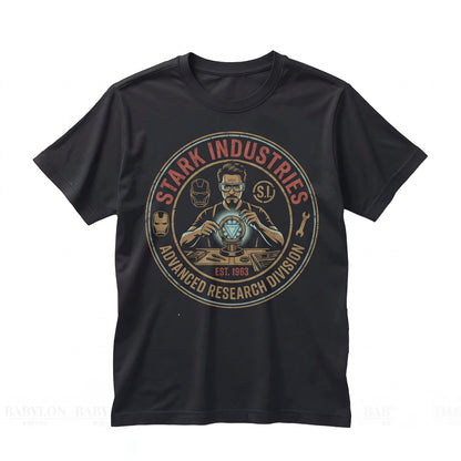 Vintage Retro Tony Stark Arc Reactor Superhero Graphic Movie Fan Gift Unisex TShirt
