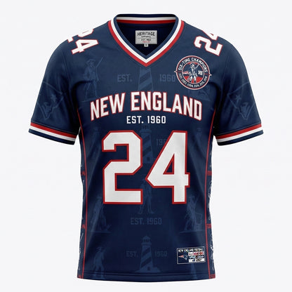 New England Football Heritage Jersey | Retro Patriots AOP Sport Shirt - Classic 6x Champion
