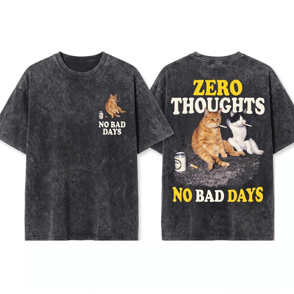 Retro Streetwear Funny Kitten Cool Beer Graphic Vintage Smoking Cats Unisex Wash T-Shirt Bạn có muốn tôi tối ưu thêm mô tả sản
