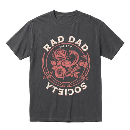 Rad Dad Funny Fathers Day Gift for Husband Backprint Parenthood Hot Unisex TShirt