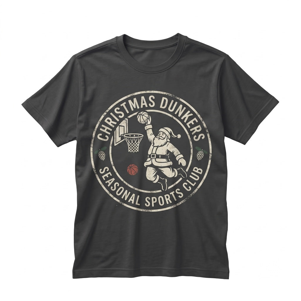 Christmas Basketball Santa Claus Holiday Gift Wrap Pattern Athletic Graphic Unisex TShirt