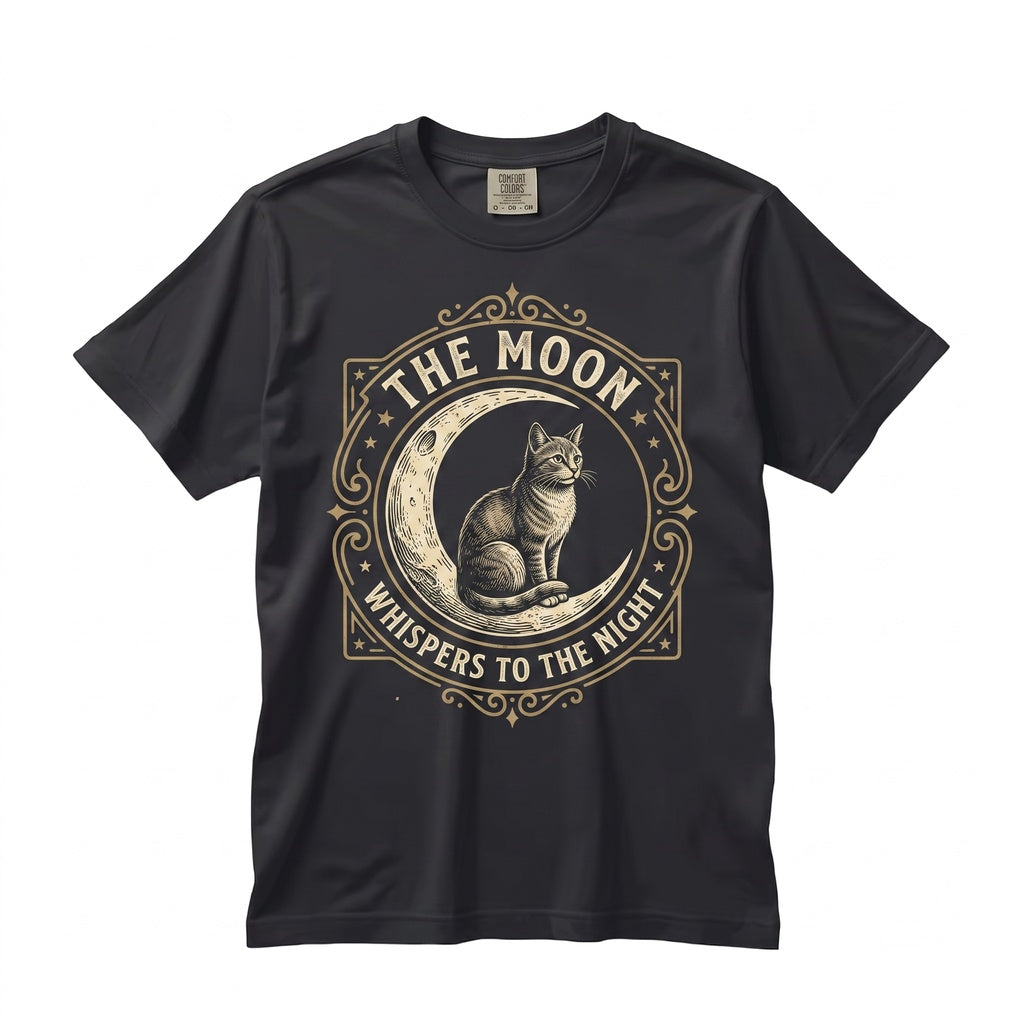 Cat Moon Silhouette Celestial Night Sky Kitty Graphic Unisex TShirt