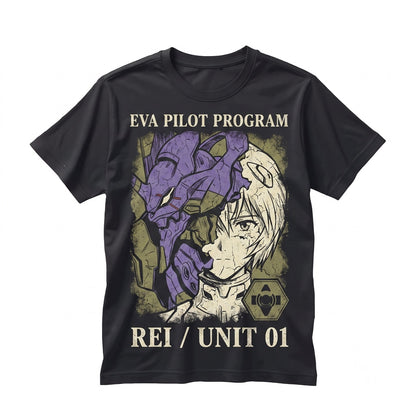 EVA Mecha Unit 01 Purple Green Cyberpunk Anime Graphic Print Cotton Short Sleeve Unisex TShirt