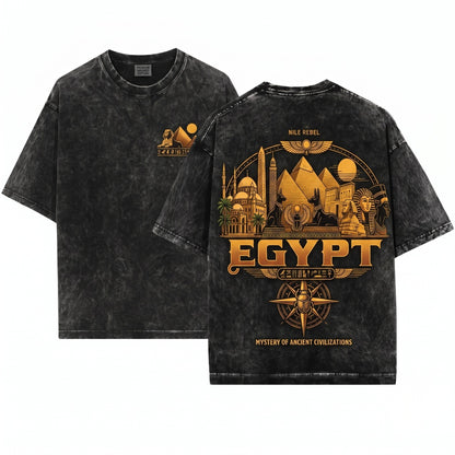 Ancient Egyptian Pyramids Pharaoh Archaeology History Culture Graphic Travel Gift Lovers Unisex Wash T-Shirt