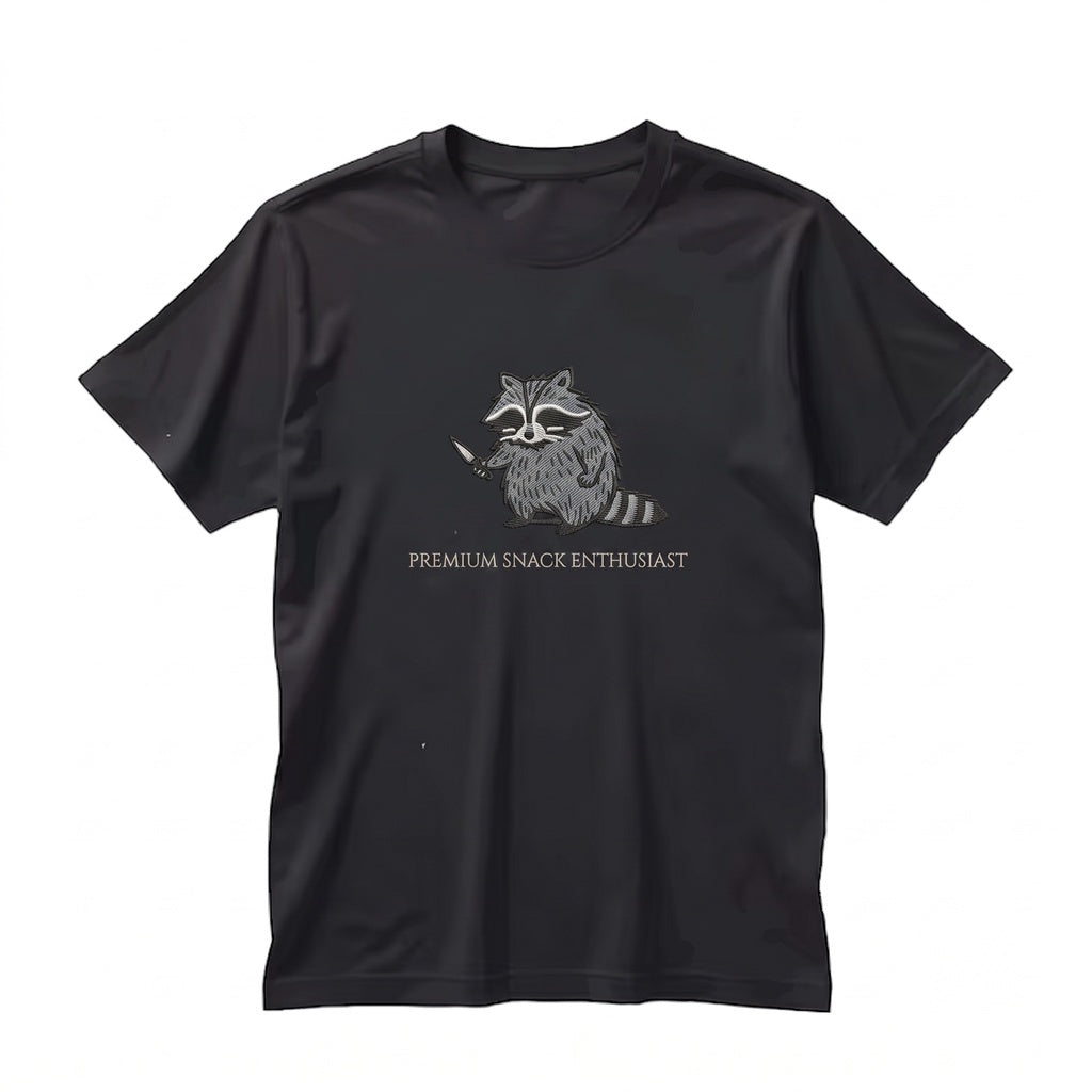 I Require Snacks Embroidered Raccoon Funny Cozy Goblincore Animal Lover Gift Unisex TShirt