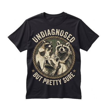 Undiagnosed But Everyones Pretty Sure Funny Raccoon Graphic Vintage Humor Unisex TShirt