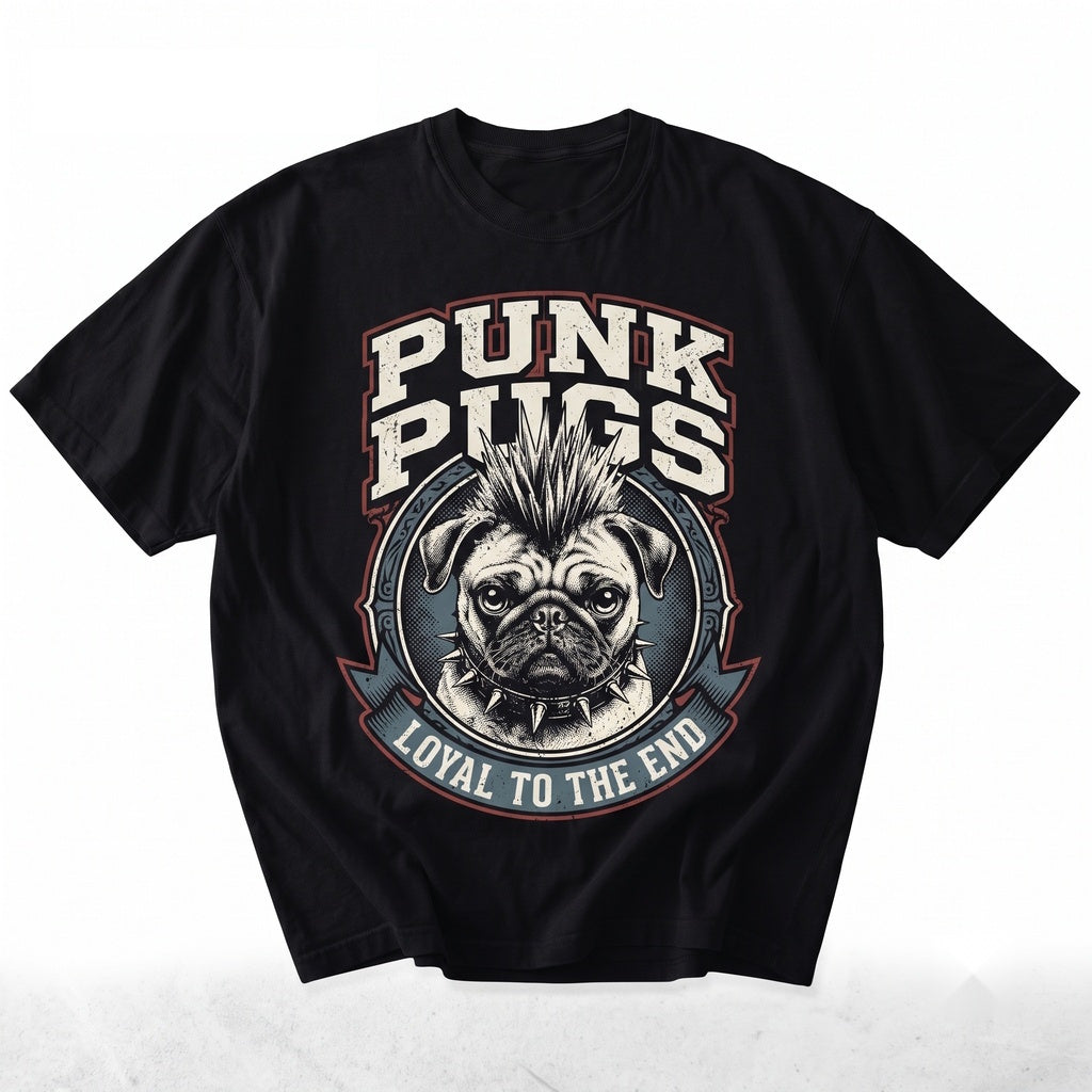Funny Vintage Punk Pug Dog Graphic Mohawk Gothic Pet Mom Lover Gift Unisex TShirt