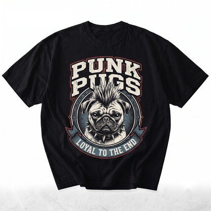 Funny Vintage Punk Pug Dog Graphic Mohawk Gothic Pet Mom Lover Gift Unisex TShirt