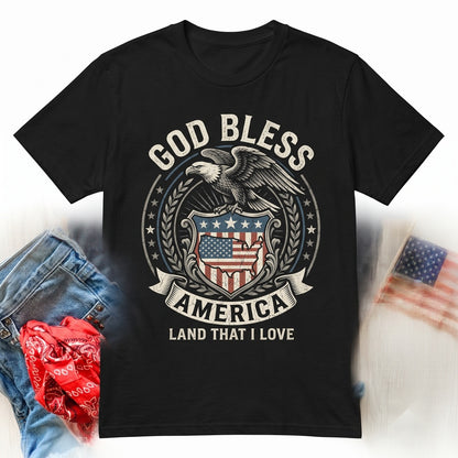 God Bless America Land That I Love 4th of July Patriotic US Flag Graphic Unisex TShirt
