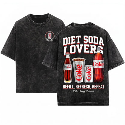 Funny Diet Soda Pop Fizzy Drink Lover Craving Graphic Retro Unisex Wash T-Shirt