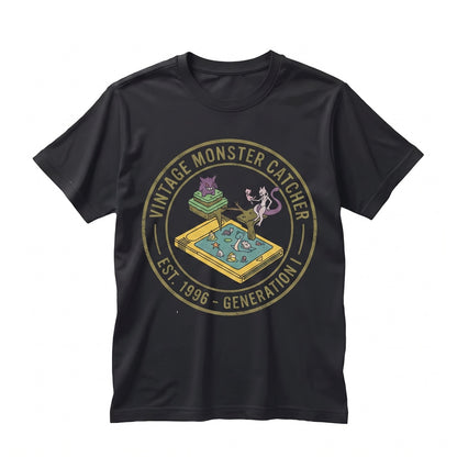 Retro Pocket Monster Handheld Video Game Collage Vintage Pixel Anime Gamer 90s Geek Gift Unisex TShirt