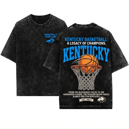 Bluegrass Retro Basketball Hoop Game Day Graphic Unisex Wash T-Shirt