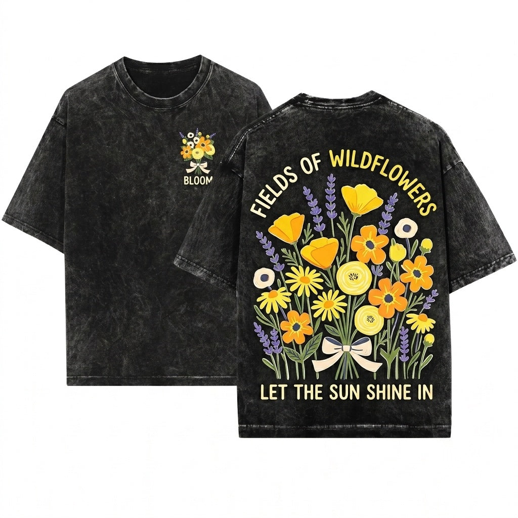 French Provence Garden Floral Graphic Aesthetic Vintage Unisex Wash T-Shirt