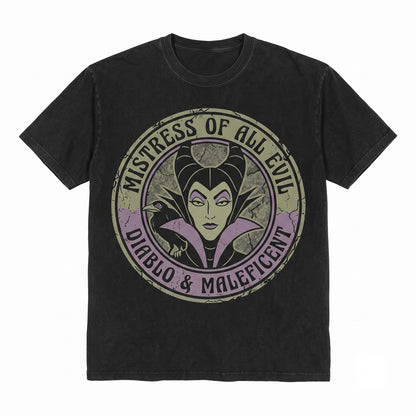 Vintage Dark Fairy Graphic Top, Maleficent Theme Park Halloween Vacation Apparel, Retro Evil Queen Portrait Unisex TShirt