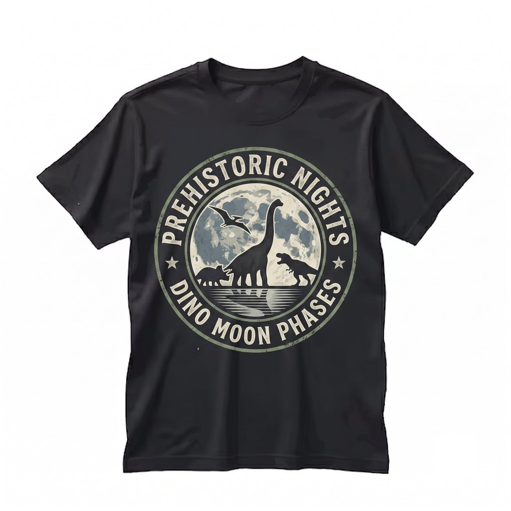 Vintage Dinosaur Moon Retro 90s Prehistoric Graphic TRex Brachiosaurus Triceratops Pterodactyl Moonlit Unisex TShirt