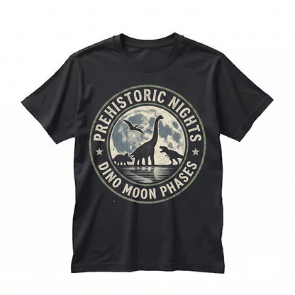 Vintage Dinosaur Moon Retro 90s Prehistoric Graphic TRex Brachiosaurus Triceratops Pterodactyl Moonlit Unisex TShirt
