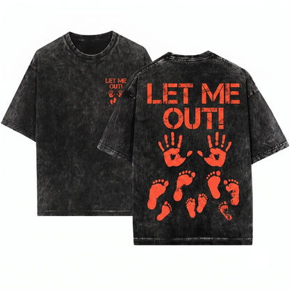Halloween Let Me Out Fall Pregnancy Announcement Mommy Expecting Mom Gift Maternity Unisex Wash T-Shirt