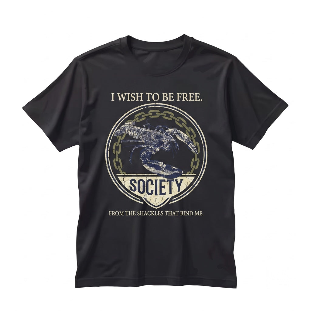I Wish To Be Free Lobster Japanese Graphic Vintage Harajuku Aesthetic Apparel Unisex TShirt