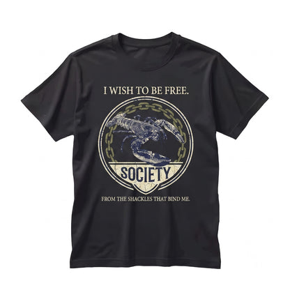I Wish To Be Free Lobster Japanese Graphic Vintage Harajuku Aesthetic Apparel Unisex TShirt