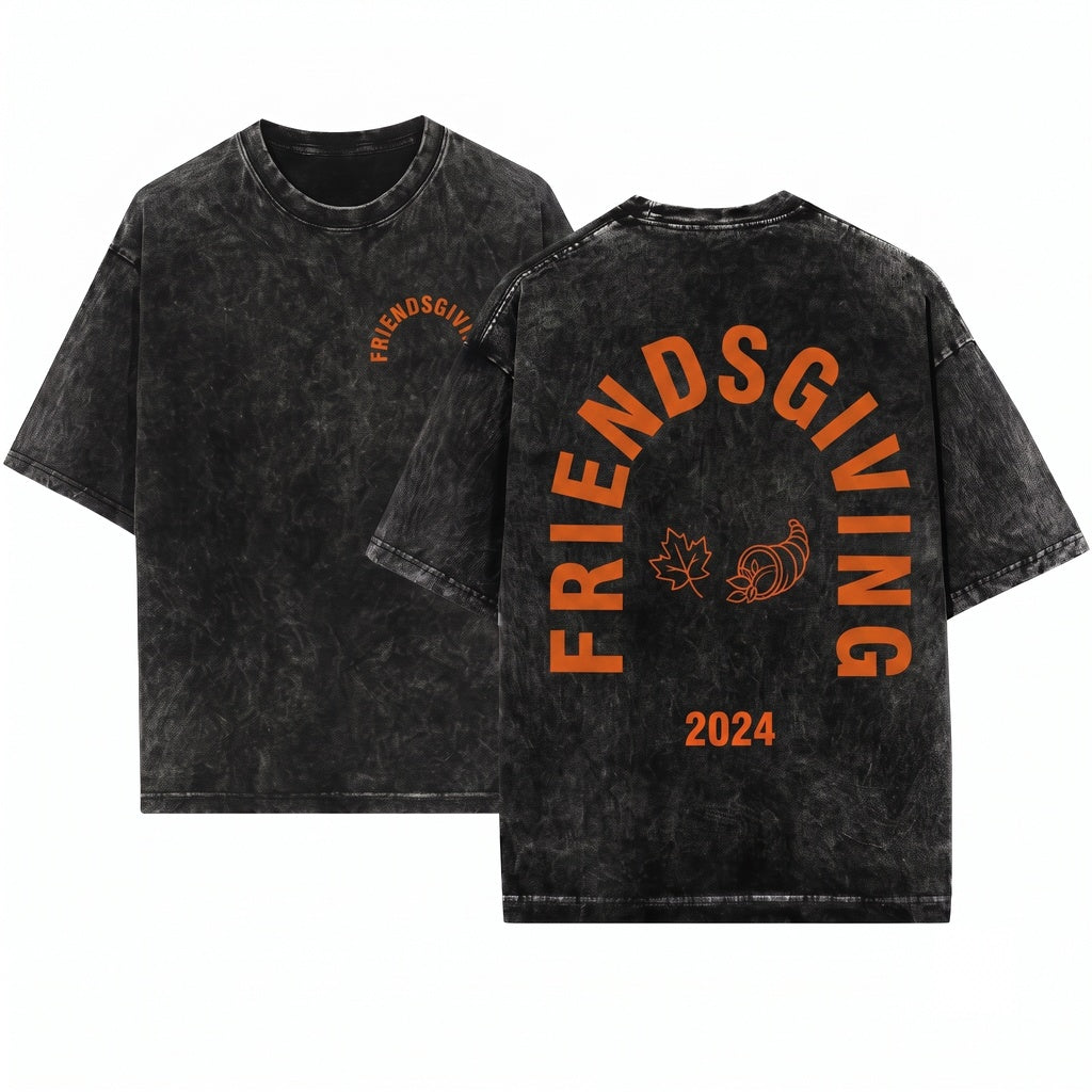 Minimal Fall Matching Friendsgiving Thanksgiving Unisex Wash T-Shirt