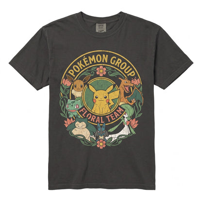Vintage Cute Japanese Anime Character Floral Graphic Pocket Monster Gift for Women Unisex TShirt