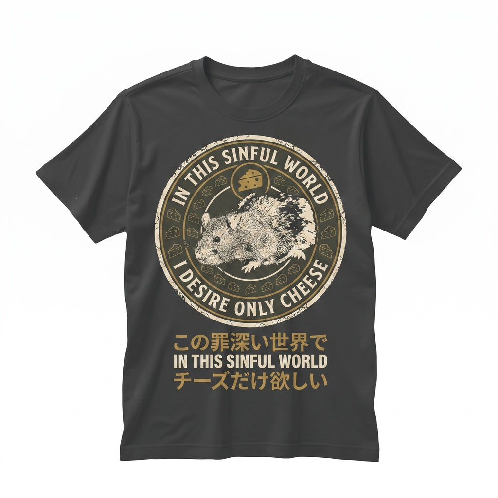 Funny I Desire Only Cheese Rat Mouse Graphic Cute Rodent Meme Vintage Cotton Apparel Unisex TShirt