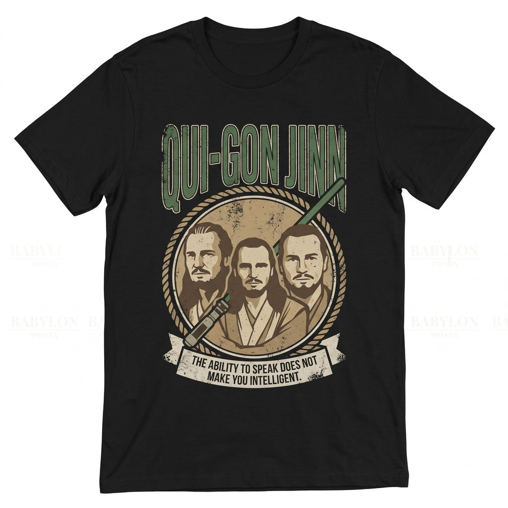 Vintage Qui-Gon Jinn Master Graphic Apparel, Retro Phantom Menace Jedi Knight Top, Unisex TShirt