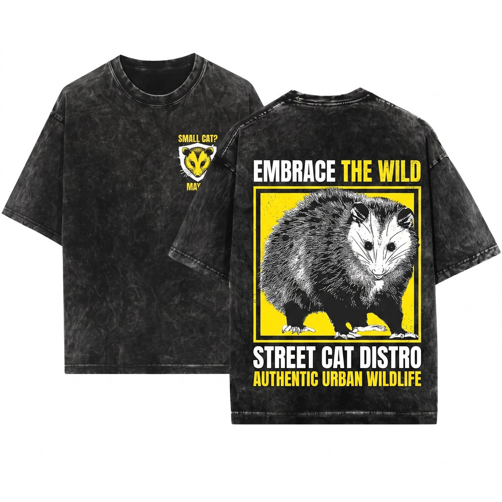 Adopt A Cat Japanese Opossum Funny Meme Vintage Graphic Aesthetic Apparel Unisex Wash T-Shirt
