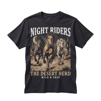 Vintage 90s Wild Running Horse Moonlit Nature Graphic Western Cowgirl Dark Fantasy Gift Unisex TShirt