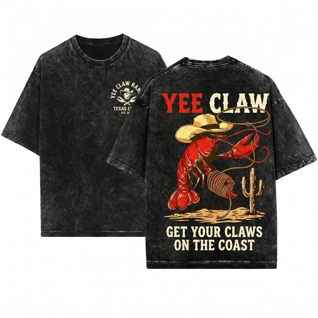 Lobster Cowboy Funny Yee Claw Western Beach Amalfi Coast Trip Tomato Girl Summer Unisex Wash T-Shirt