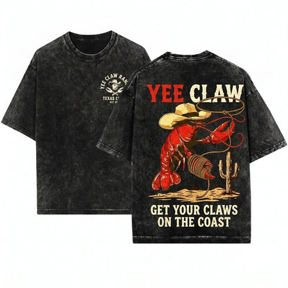 Lobster Cowboy Funny Yee Claw Western Beach Amalfi Coast Trip Tomato Girl Summer Unisex Wash T-Shirt