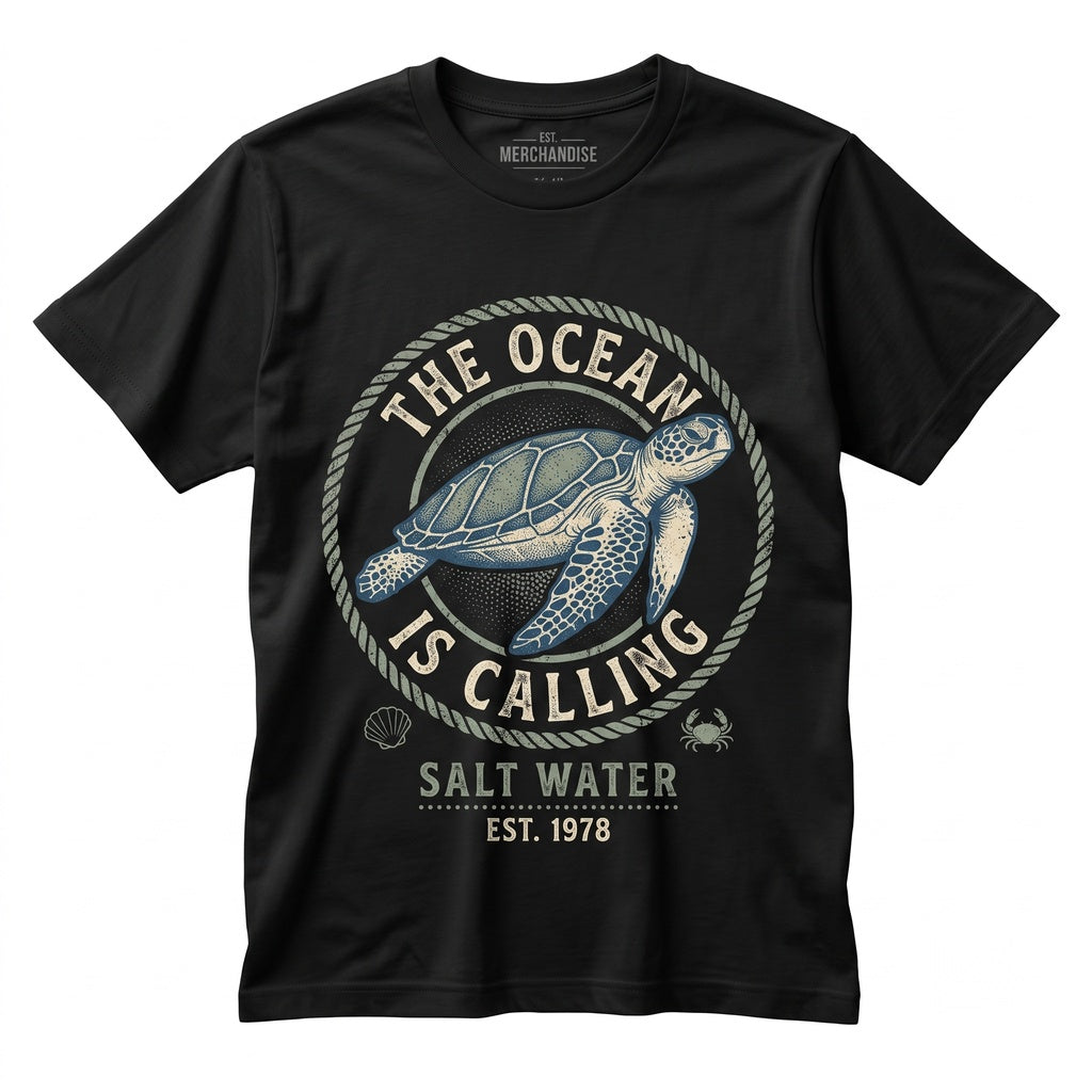 The Ocean Calling Sea Turtle Summer Vibes Beach Family Vacation Holiday Marine Lover Gift Unisex TShirt