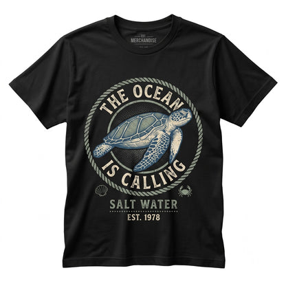 The Ocean Calling Sea Turtle Summer Vibes Beach Family Vacation Holiday Marine Lover Gift Unisex TShirt