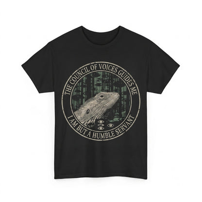 The Council of Voices Guides Me Bearded Dragon Funny Lizard Reptile Pet Graphic Apparel Unisex TShirt