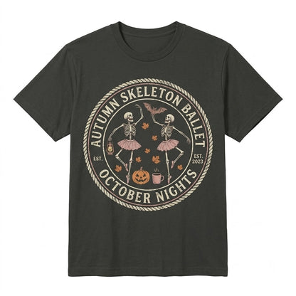 Cute Spooky Dancing Skeleton Ballerina Ballet Fall Halloween Graphic Unisex TShirt