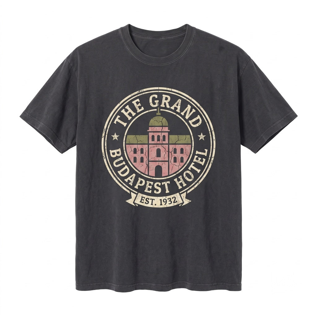 Pastel Pink Hotel Aesthetic Vintage Cinema Graphic Short Sleeve Cotton Top Unisex TShirt