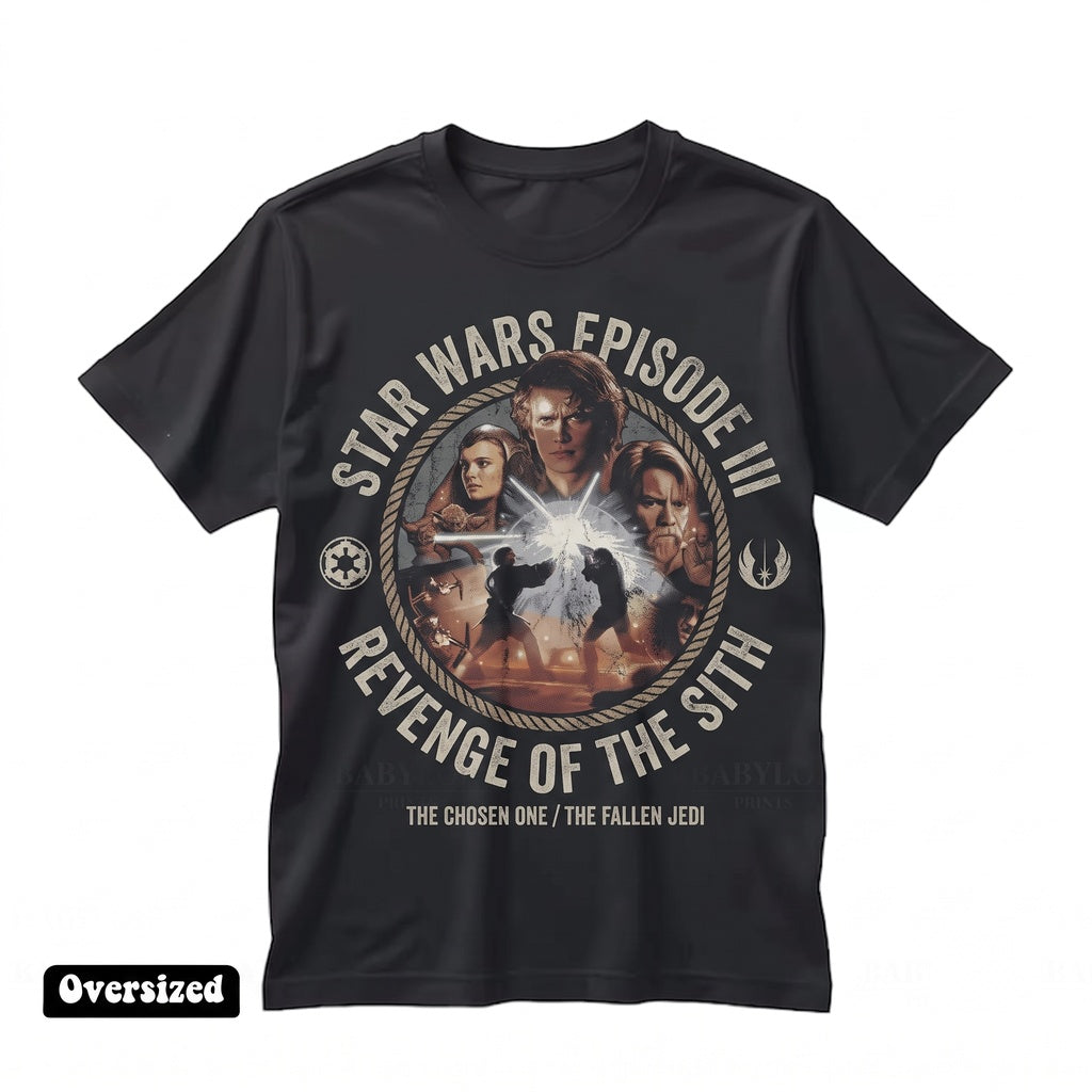 Oversized Revenge of the Sith Graphic Galactic Dark Lord Villain Fan Gift Apparel Unisex TShirt