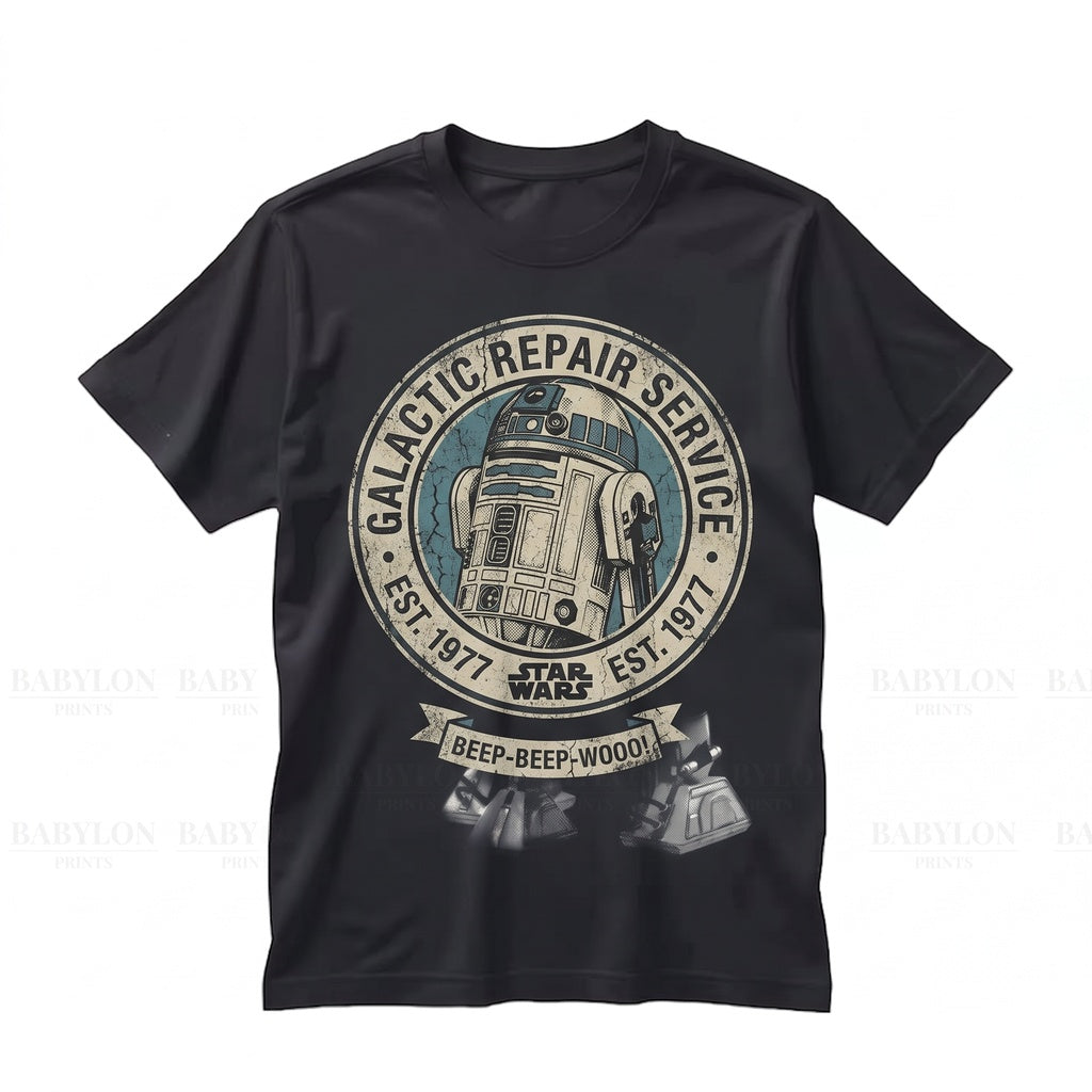 Vintage R2-D2 Graphic Droid Retro Sci-Fi Robot May Fourth Theme Park Matching Apparel Unisex TShirt