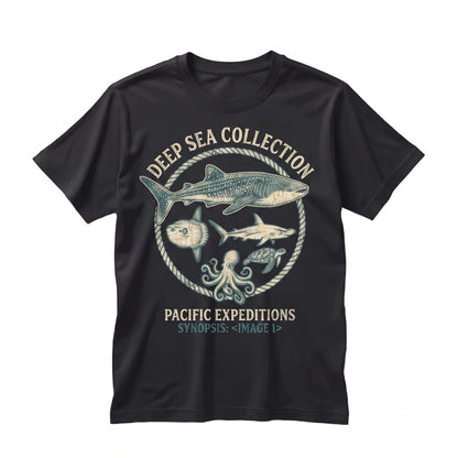 Vintage Ocean Animals Graphic Sea Life Shark Turtle Octopus Marine Biology Aesthetic Style Apparel Gift Unisex TShirt
