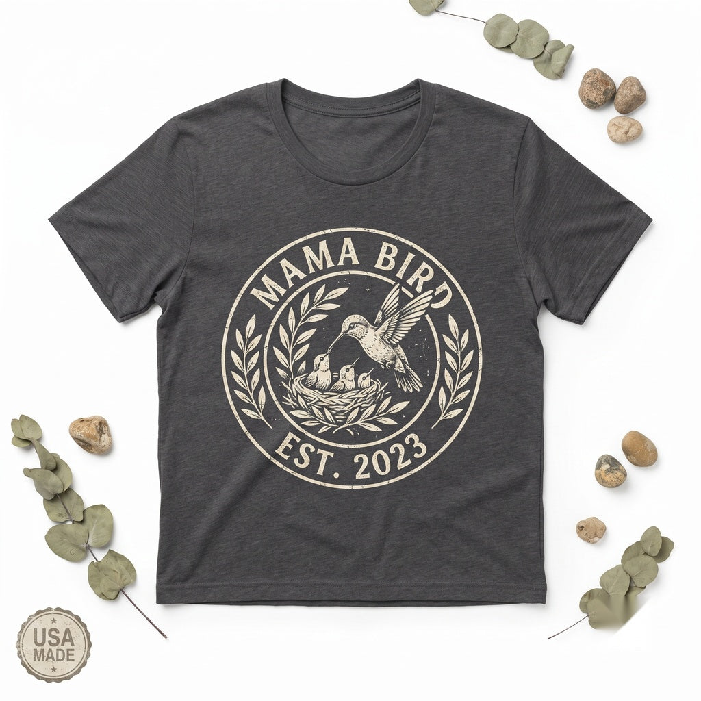Mama Bird Graphic Top, New Mother Apparel, Cute Pregnancy Announcement Gift, Mothers Day Present, Unisex TShirt