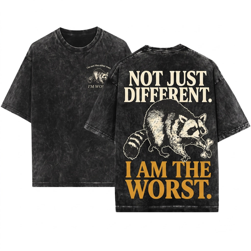Funny Sarcastic Im Not Like Other Men Raccoon Graphic Meme Vintage Novelty Unisex Wash T-Shirt