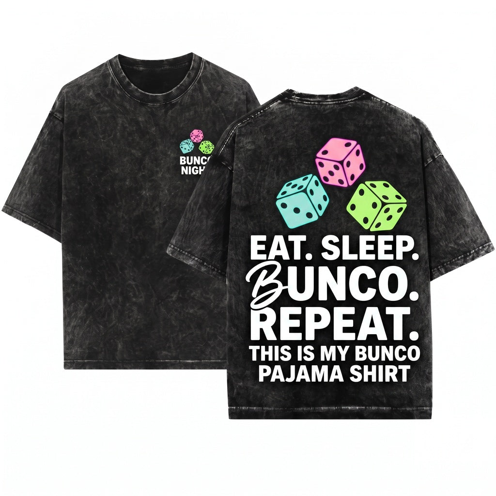 Bunco Pajama Funny Dice Game Night Party Novelty Gift Unisex Wash T-Shirt
