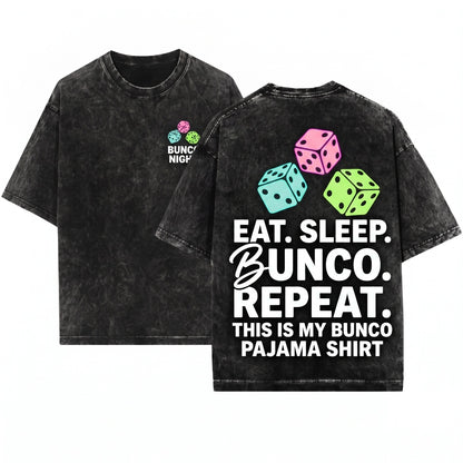 Bunco Pajama Funny Dice Game Night Party Novelty Gift Unisex Wash T-Shirt