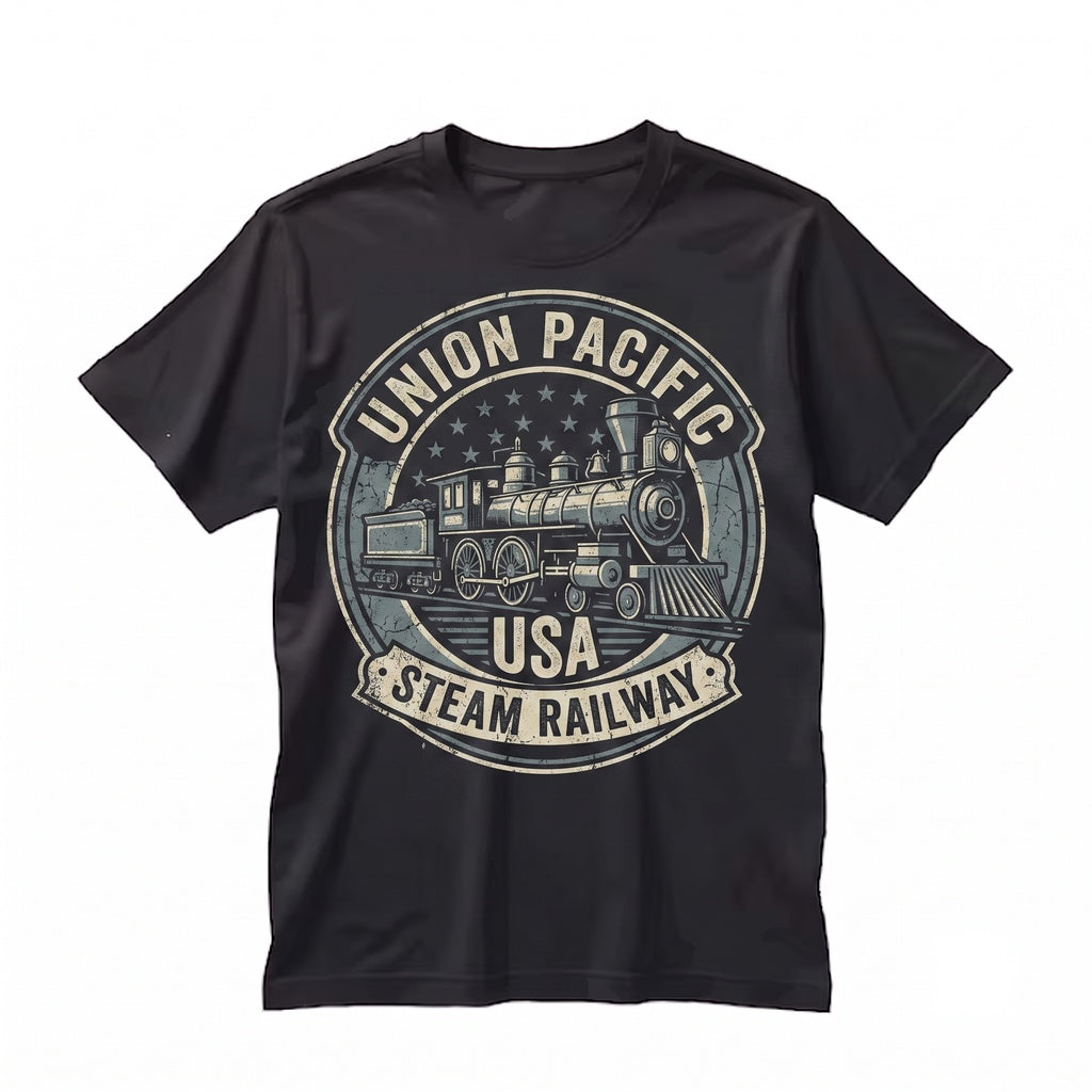 Patriotic USA Flag Locomotive Railroad Engineer Graphic Gift for Train Enthusiasts Unisex TShirt