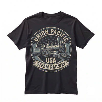 Patriotic USA Flag Locomotive Railroad Engineer Graphic Gift for Train Enthusiasts Unisex TShirt