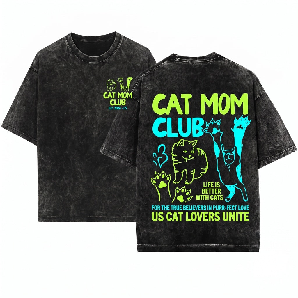 Funny Feral Cat Mom Mama Lover New Gift Unisex Wash T-Shirt
