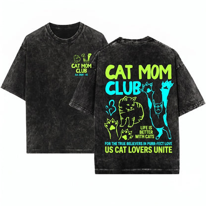 Funny Feral Cat Mom Mama Lover New Gift Unisex Wash T-Shirt