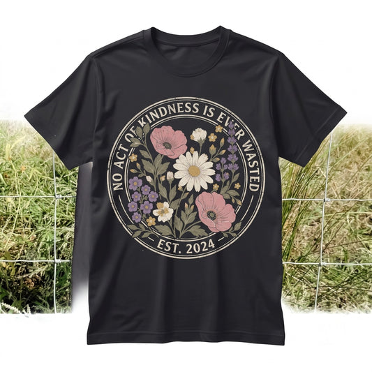 Vintage Kindness Floral Wildflower Nature Graphic Cottagecore Positive Boho Gift Unisex TShirt